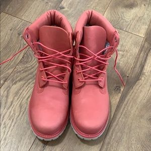 Coral Timberland boots